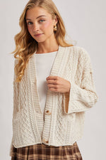 Button Down Cable Knit Cardigan