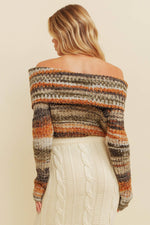 Multi Color Off The Shoulder Sweater Top