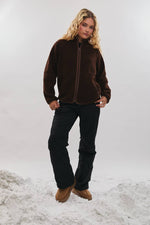 Mock Neck Fleece Jacket Mocha