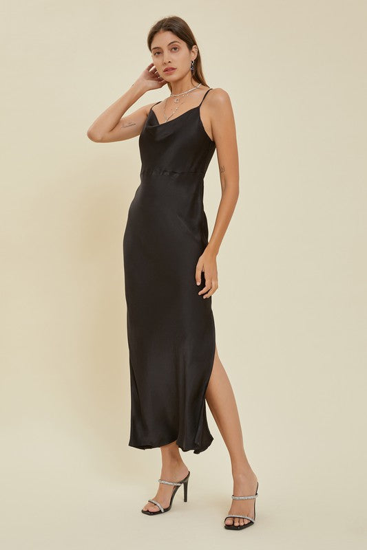 Brianna Black Cowl Neck Slip Dress Small Brianna Black Cowl Neck Slip Dress Small