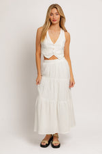 Cotton Tiered Maxi Skirt White