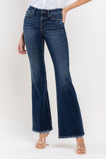 High Rise Relaxed Flare Jeans Dark Wash