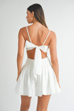 White Back Tie Mini Dress