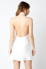 Open Back Halter Mini Dress White