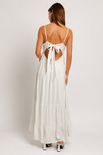 Tie Back Tiered Maxi Dress White