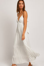 Tie Back Tiered Maxi Dress White