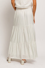 High Waisted Tiered Maxi Skirt White