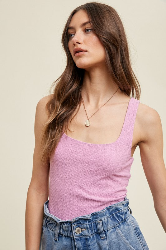 Textured Knit Tank Top Orchid Pink