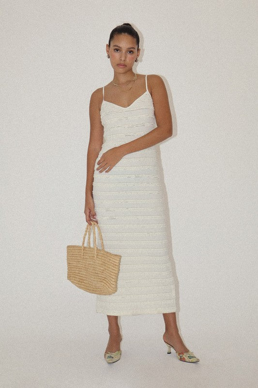 Textured Knit Maxi Dress Cream