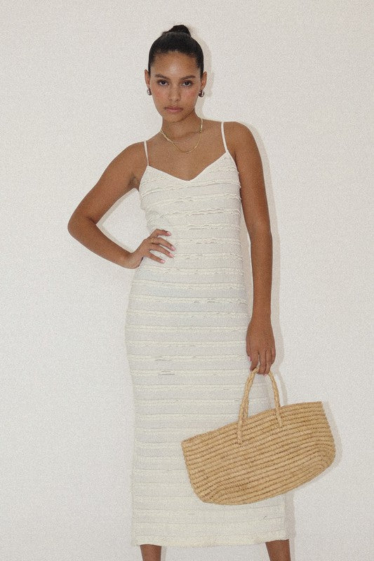 Textured Knit Maxi Dress Cream