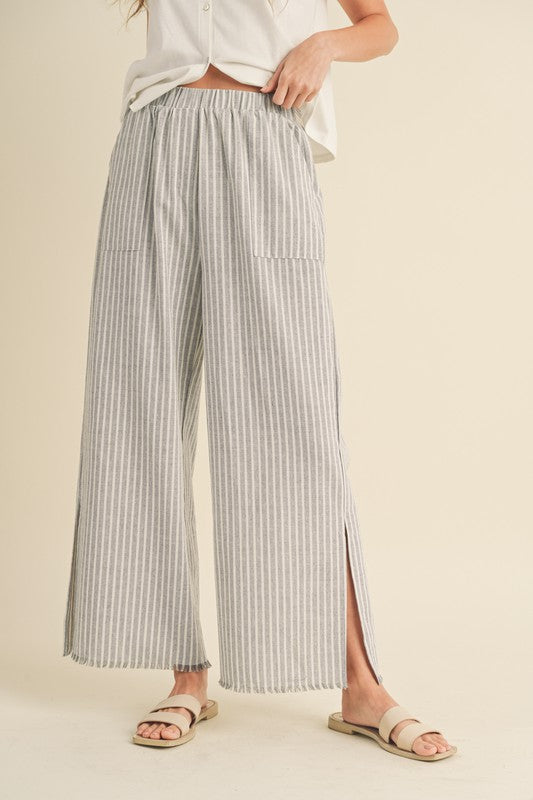 Striped Linen Pants Grey