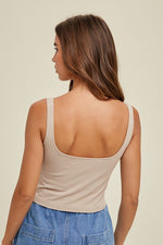 Ribbed Knit Seamless Brami Top Mocha