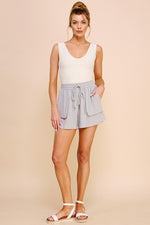 Linen Tie Front Shorts Soft Sage