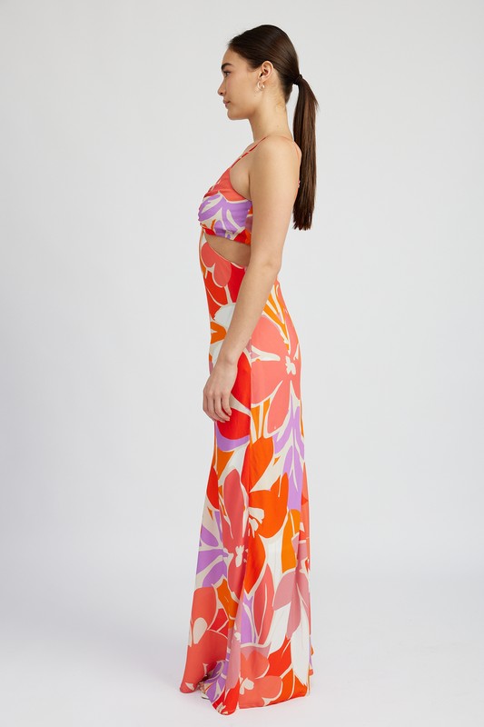 Floral Cut Out Maxi Dress