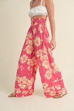 Wide Leg Floral Print Pant Pink