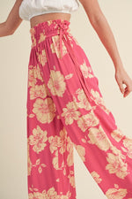 Wide Leg Floral Print Pant Pink