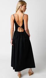 Open Back Cotton Maxi Dress Black