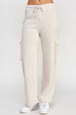 Fleece Cargo Joggers Beige