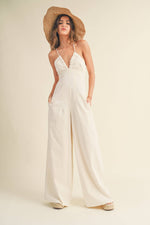 Washed Cotton Jumpsuit Beige