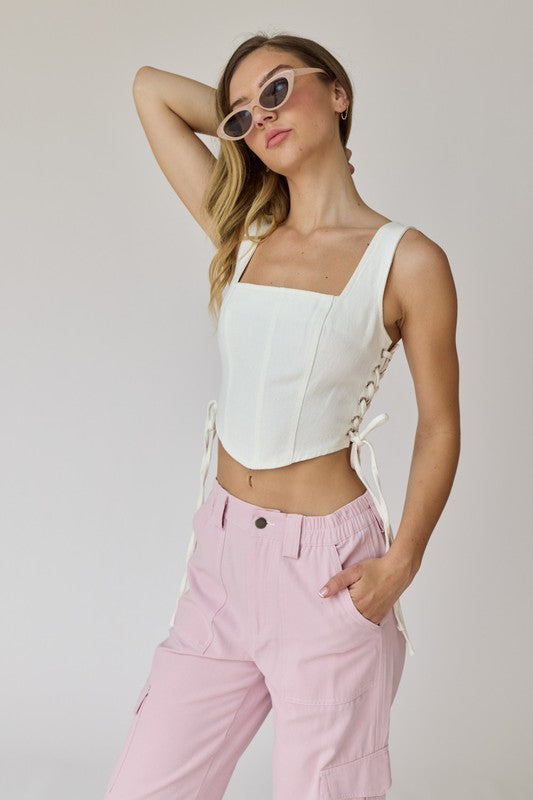 Bustier Top White Denim