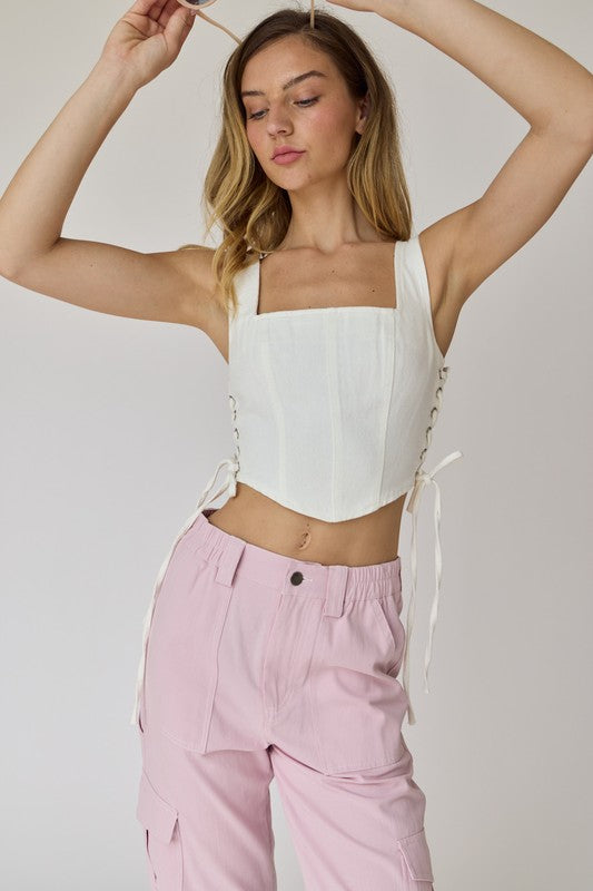 Bustier Top White Denim