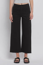 High Rise Crop Wide Leg Jeans Black