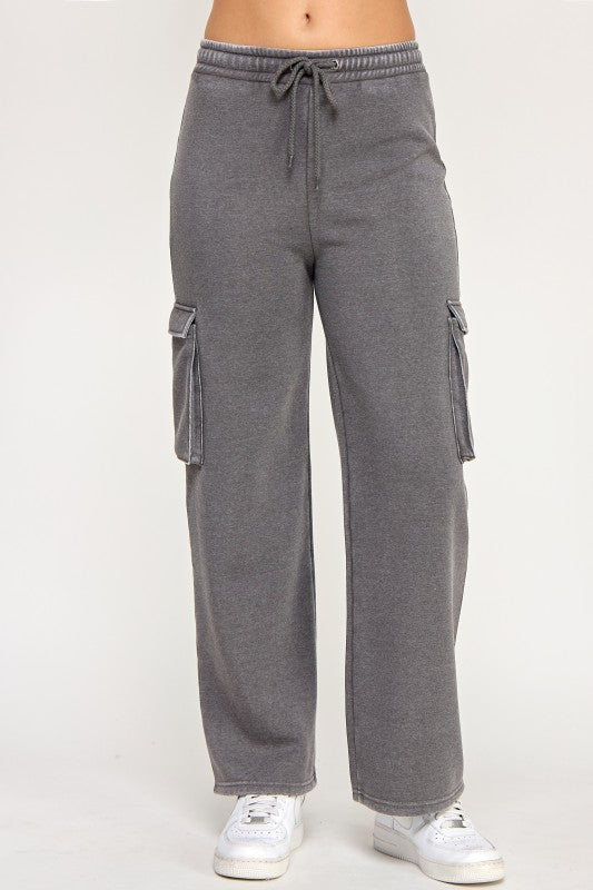 Fleece Burn Out Cargo Jogger Charcoal