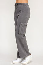 Fleece Burn Out Cargo Jogger Charcoal