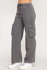 Fleece Burn Out Cargo Jogger Charcoal