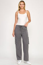 Fleece Burn Out Cargo Jogger Charcoal