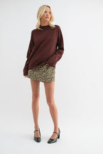 Soft Mock Neck Sweater Top Bordeaux