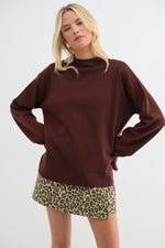 Soft Mock Neck Sweater Top Bordeaux