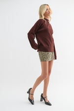 Soft Mock Neck Sweater Top Bordeaux