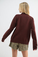 Soft Mock Neck Sweater Top Bordeaux