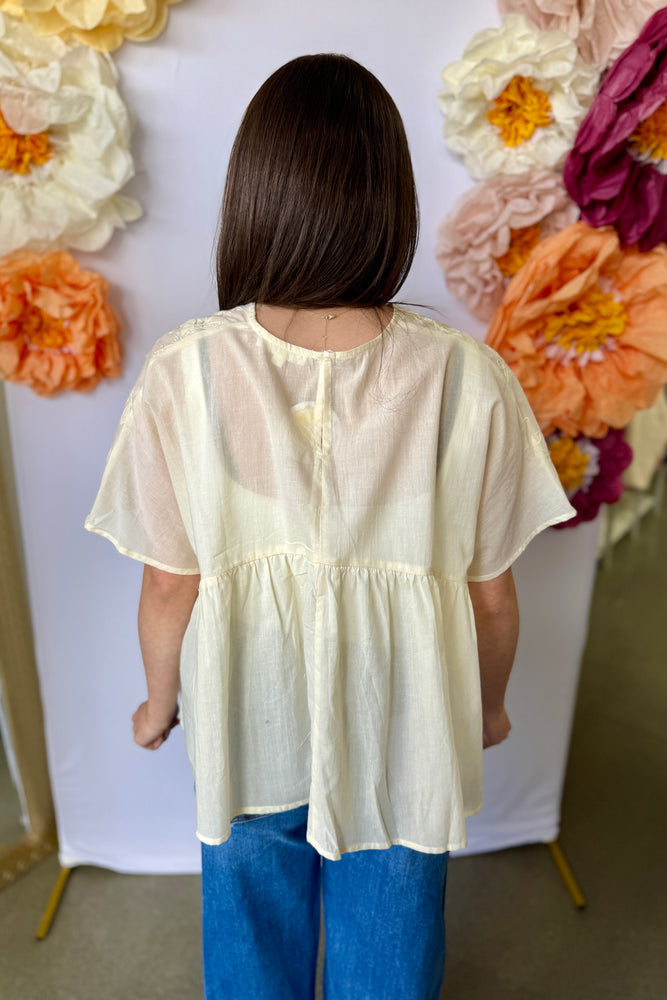 Floral Embellished Blouse Cream