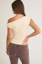 Asymetrical Neck Sweater Tank Top Ivory