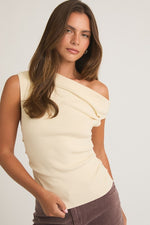 Asymetrical Neck Sweater Tank Top Ivory