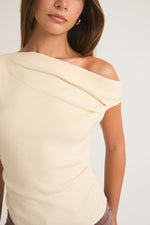 Asymetrical Neck Sweater Tank Top Ivory