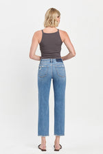 High Rise Tapered Straight Leg Jeans Medium Wash