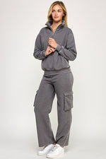 Fleece Burn Out Cargo Jogger Charcoal