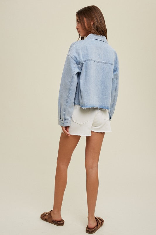 Cropped Denim Jacket Light Wash