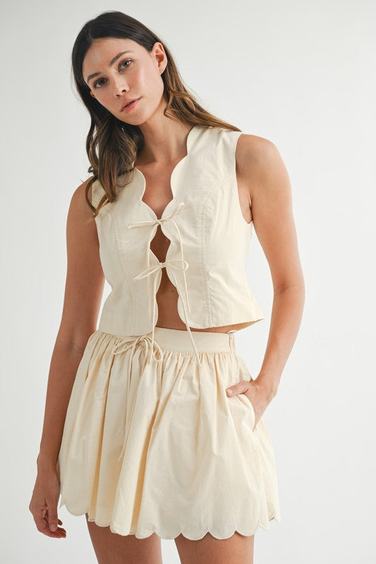 Scalloped Mini Skirt Soft Lemon