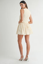 Scalloped Mini Skirt Soft Lemon