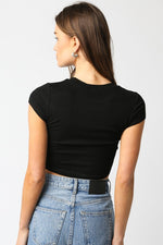 Ribbed Cropped Baby Tee Black
