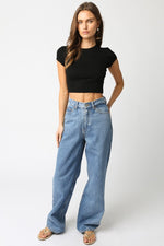 Ribbed Cropped Baby Tee Black