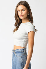 Ribbed Cropped Baby Tee Grey