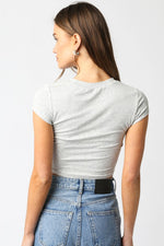 Ribbed Cropped Baby Tee Grey