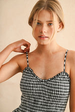 Smocked Top Gingham Print Maxi Dress