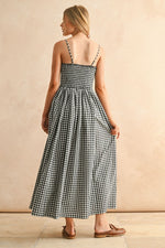 Smocked Top Gingham Print Maxi Dress