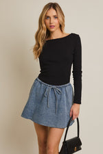 Round Neck Long Sleeve Top Black